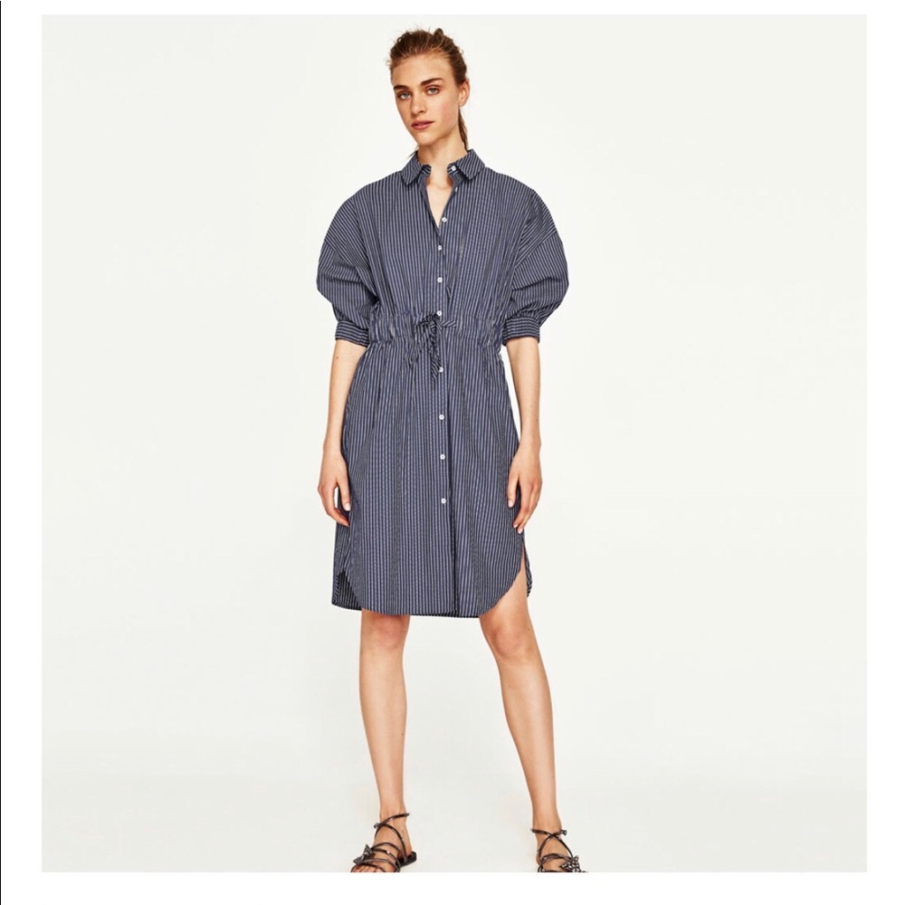 ZARA Pinstriped Shirt Dress